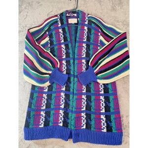 Vintage Expressly for Joyce Womens Sweater Med Cardigan Loud Grannycore Chunky